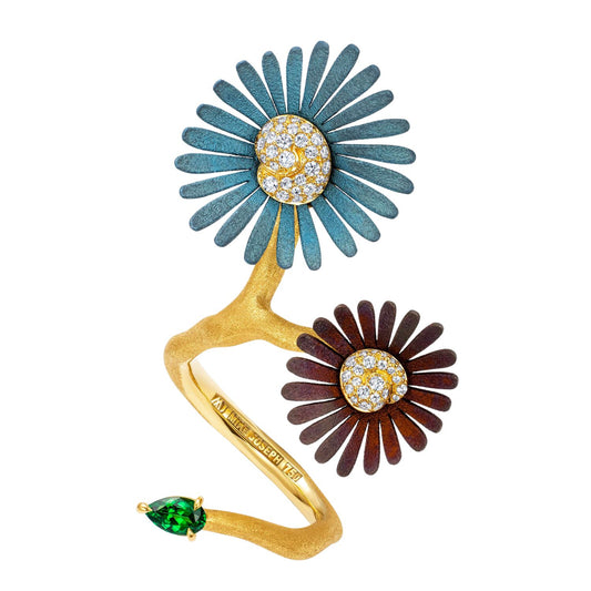 White Diamond Multi Color Petali Ring
