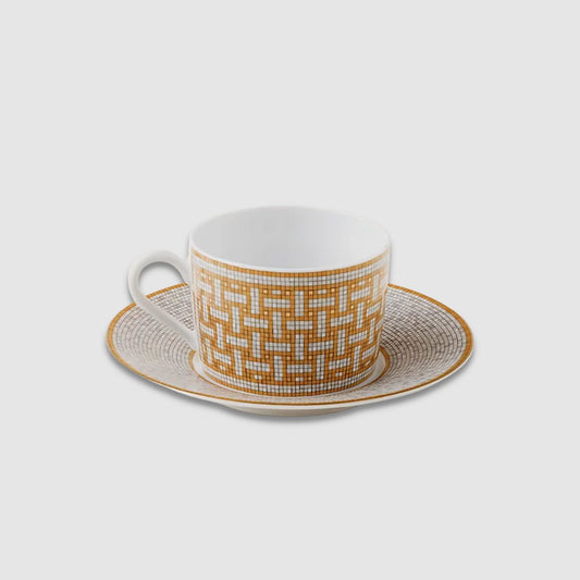 Hermès Mosaique au 24 Gold Tea Cup and Saucer