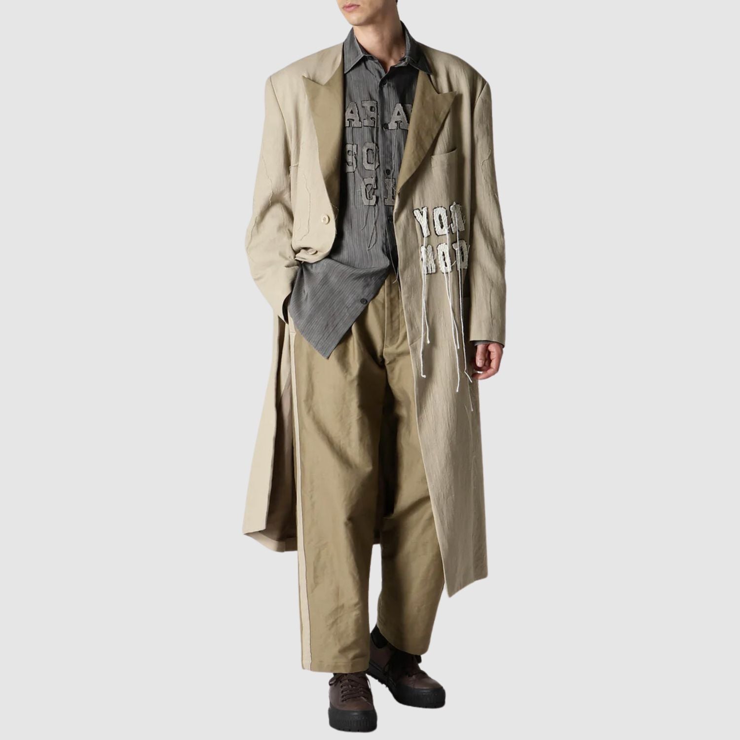 Yohji Yamamoto Cu Stripe Ink Blouse With Patch