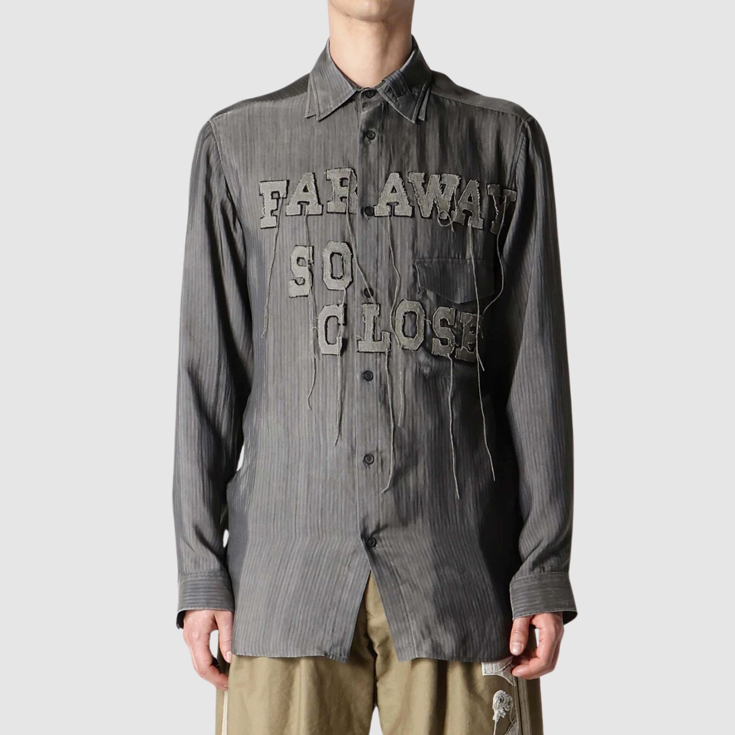 Yohji Yamamoto Cu Stripe Ink Blouse With Patch