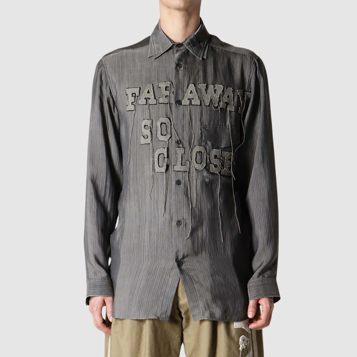Yohji Yamamoto Cu Stripe Ink Blouse With Patch