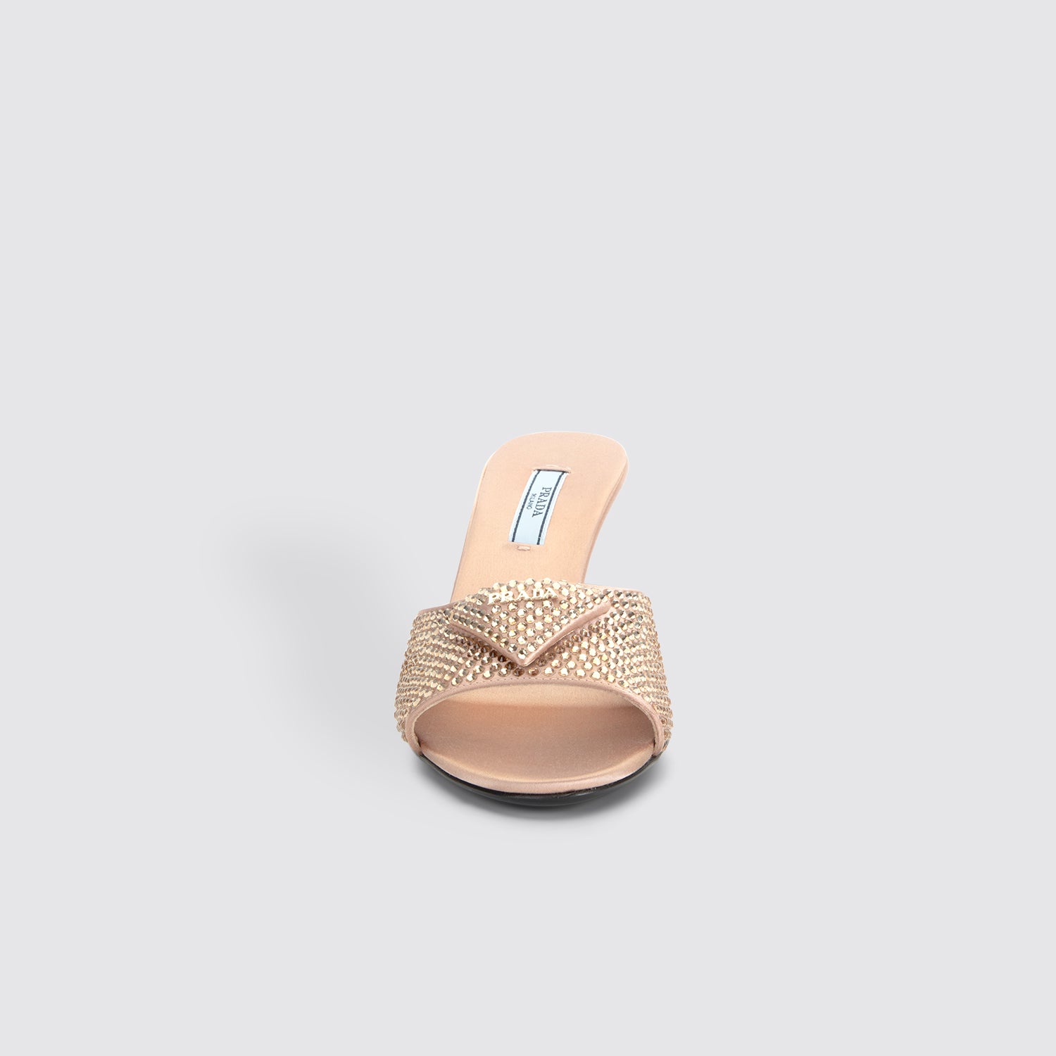Prada | Satin Heels with Crystals Front View