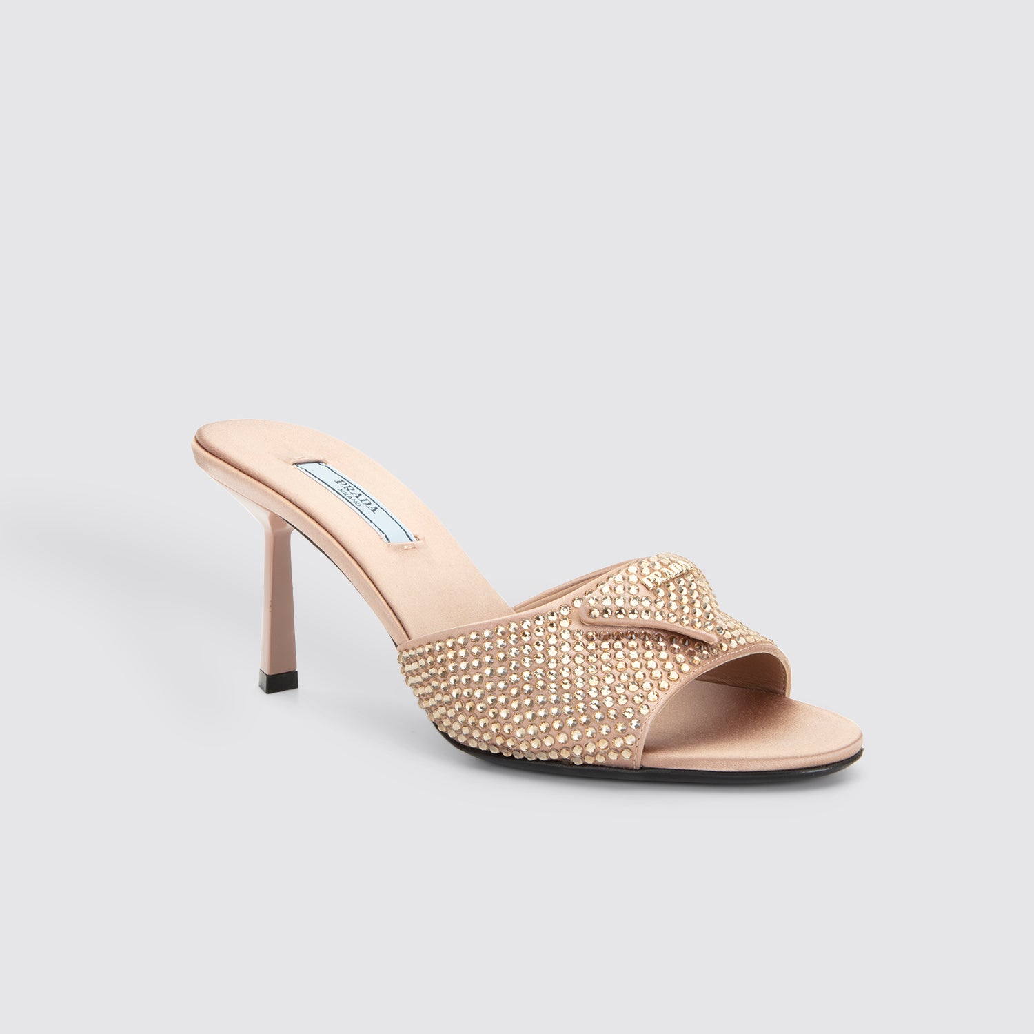 Prada | Satin Heels with Crystals 3/4 View