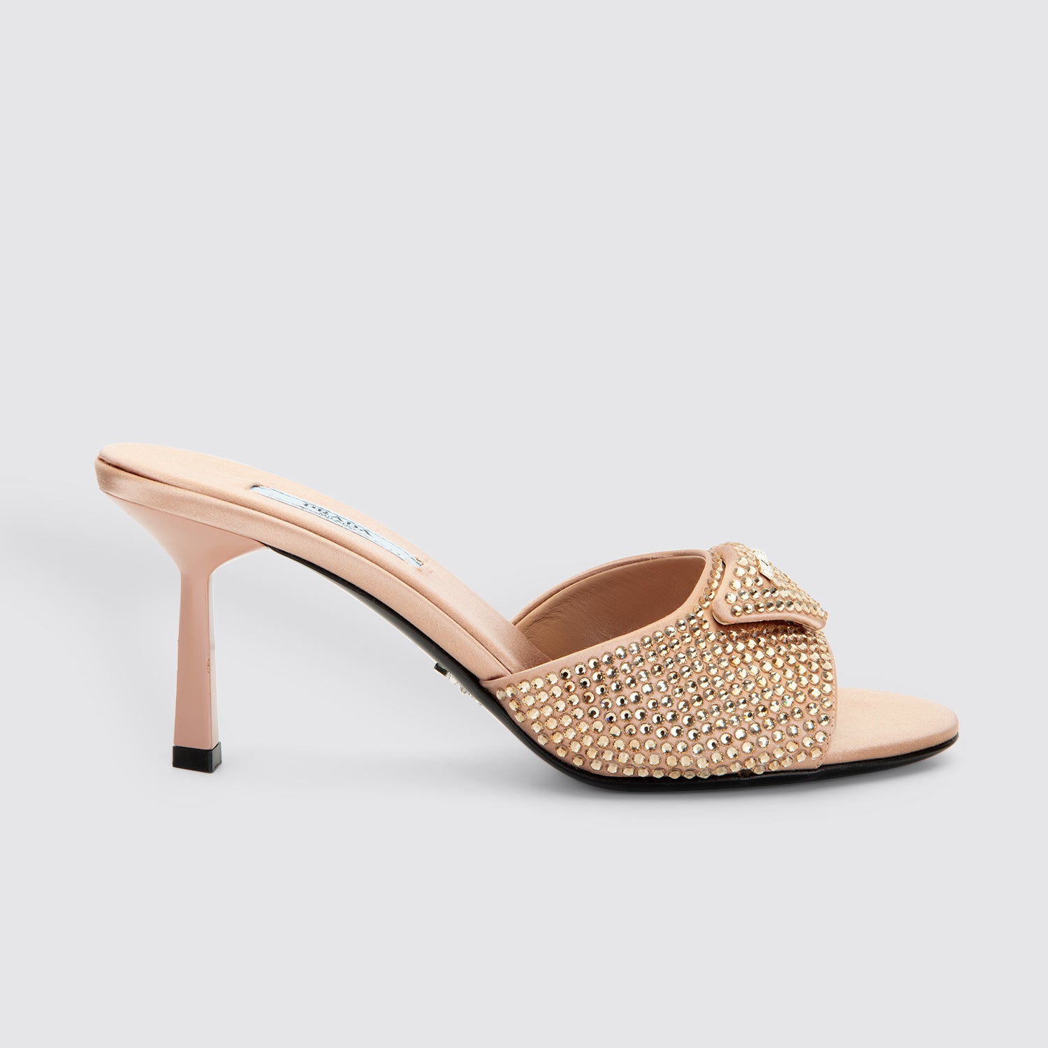 Prada | Satin Heels with Crystals Right Facing View