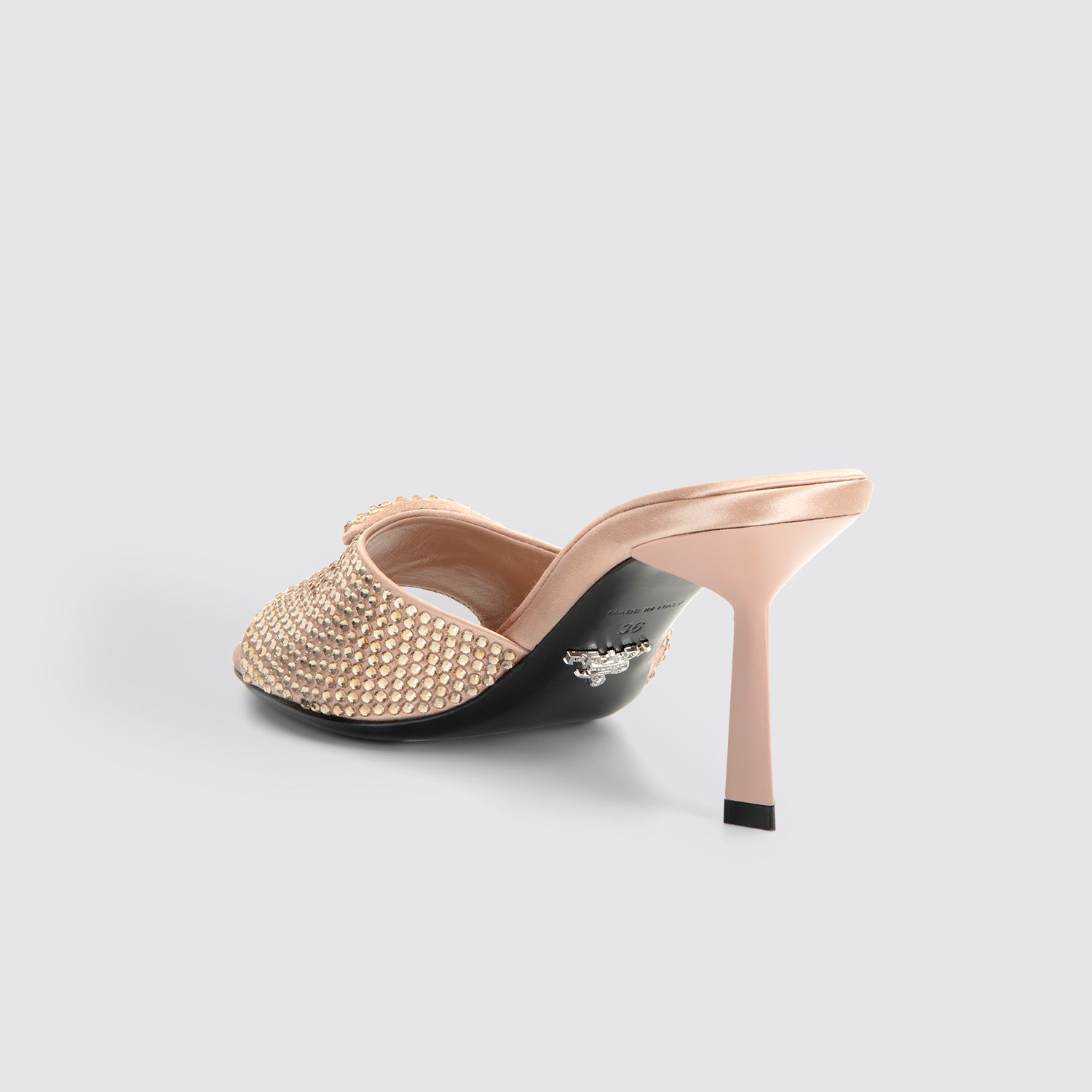 Prada | Satin Heels with Crystals Back View 