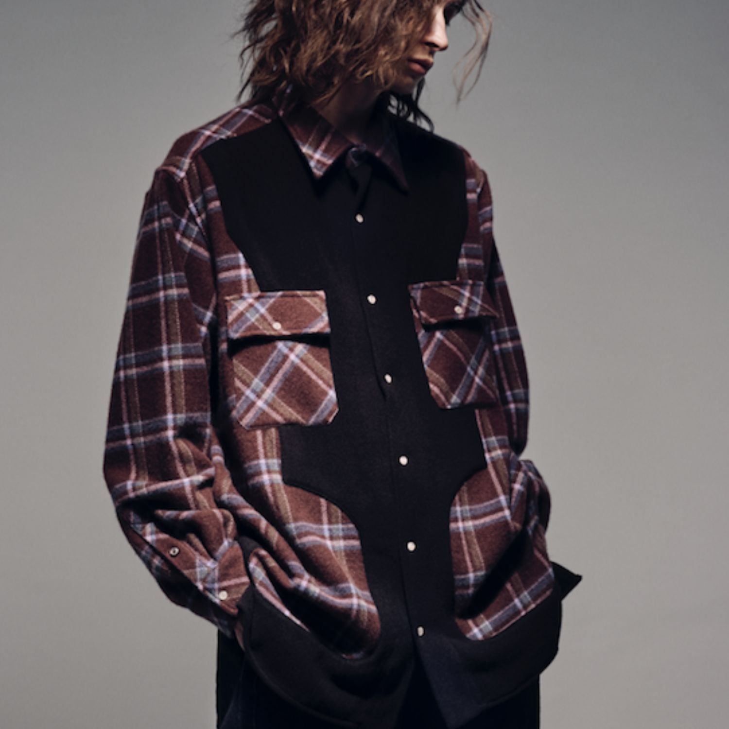 God's True Cashmere GTC x Wildside - Plum Tartan Black_GODYAM244001