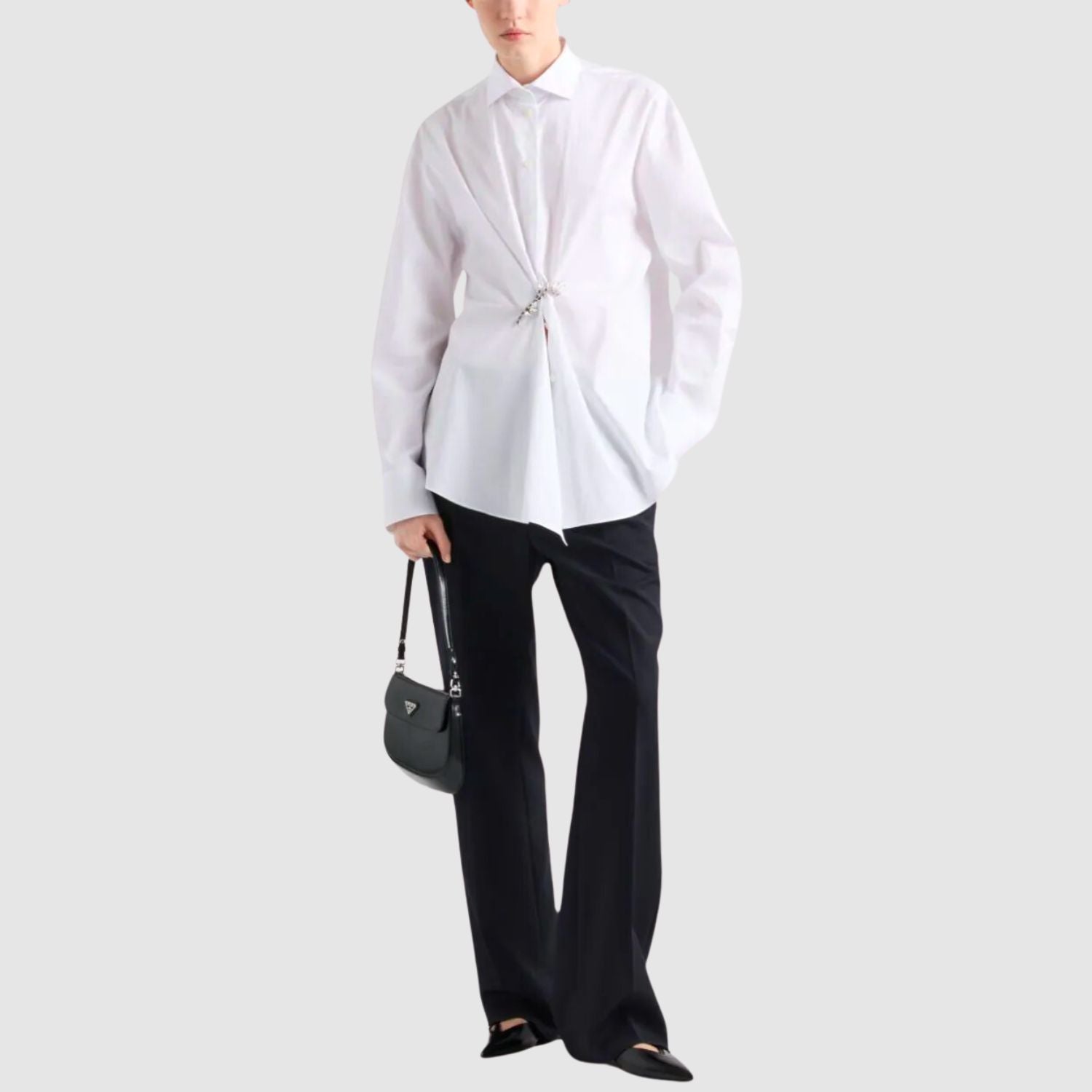 Prada Poplin shirt with brooch