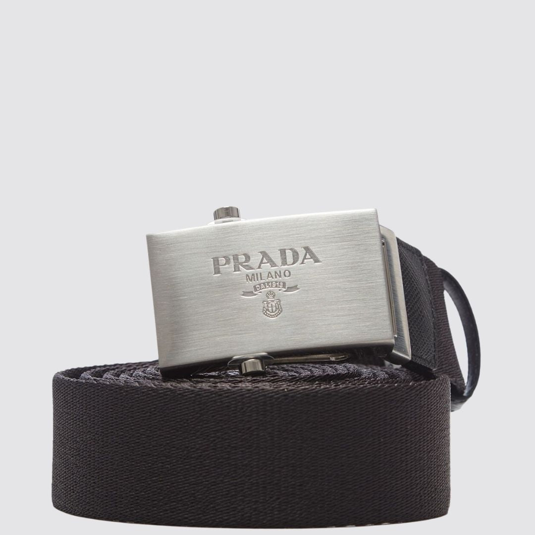Prada - Black Gabardine Webbing Belt