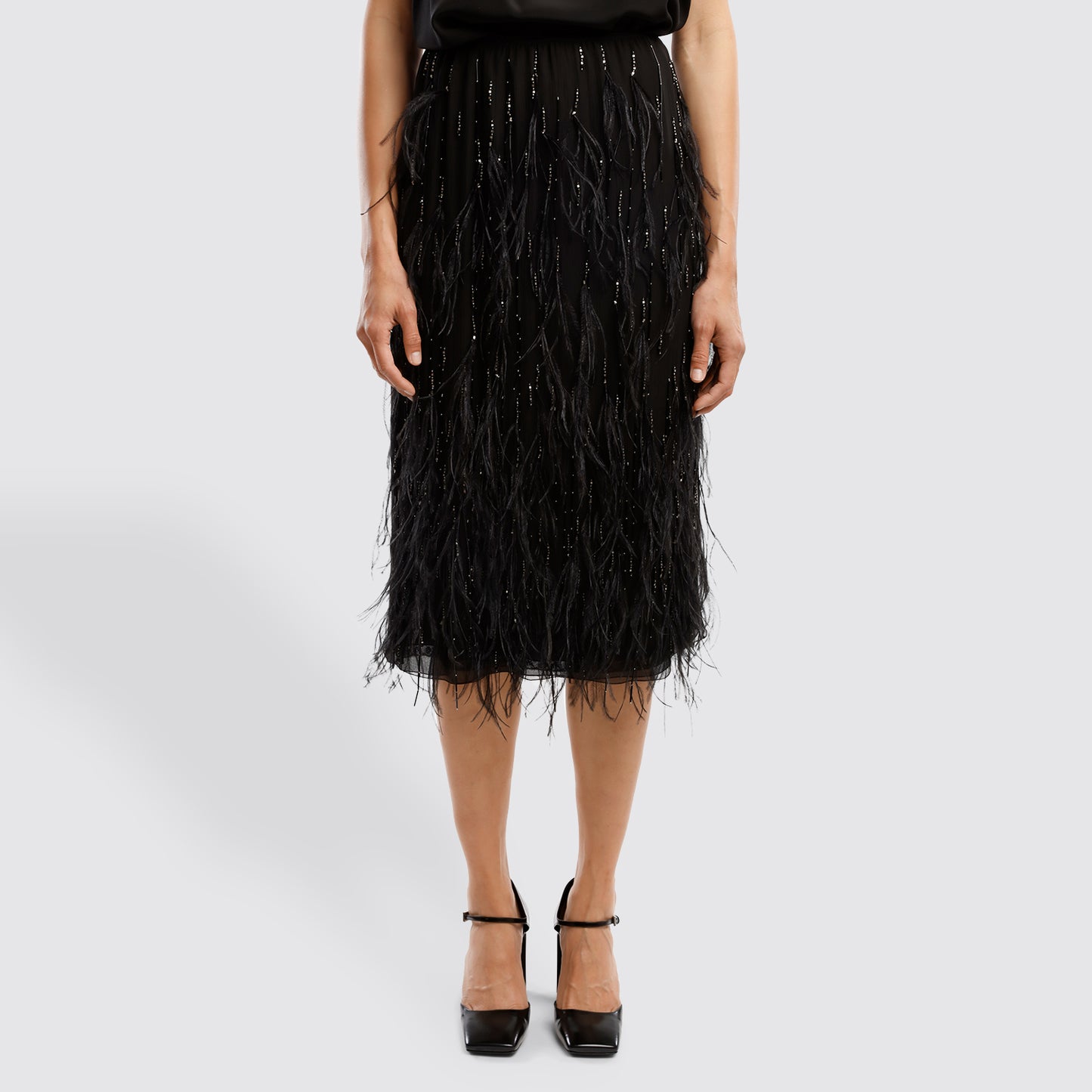 Prada - Feather and Chiffon Midi Skirt | View 1