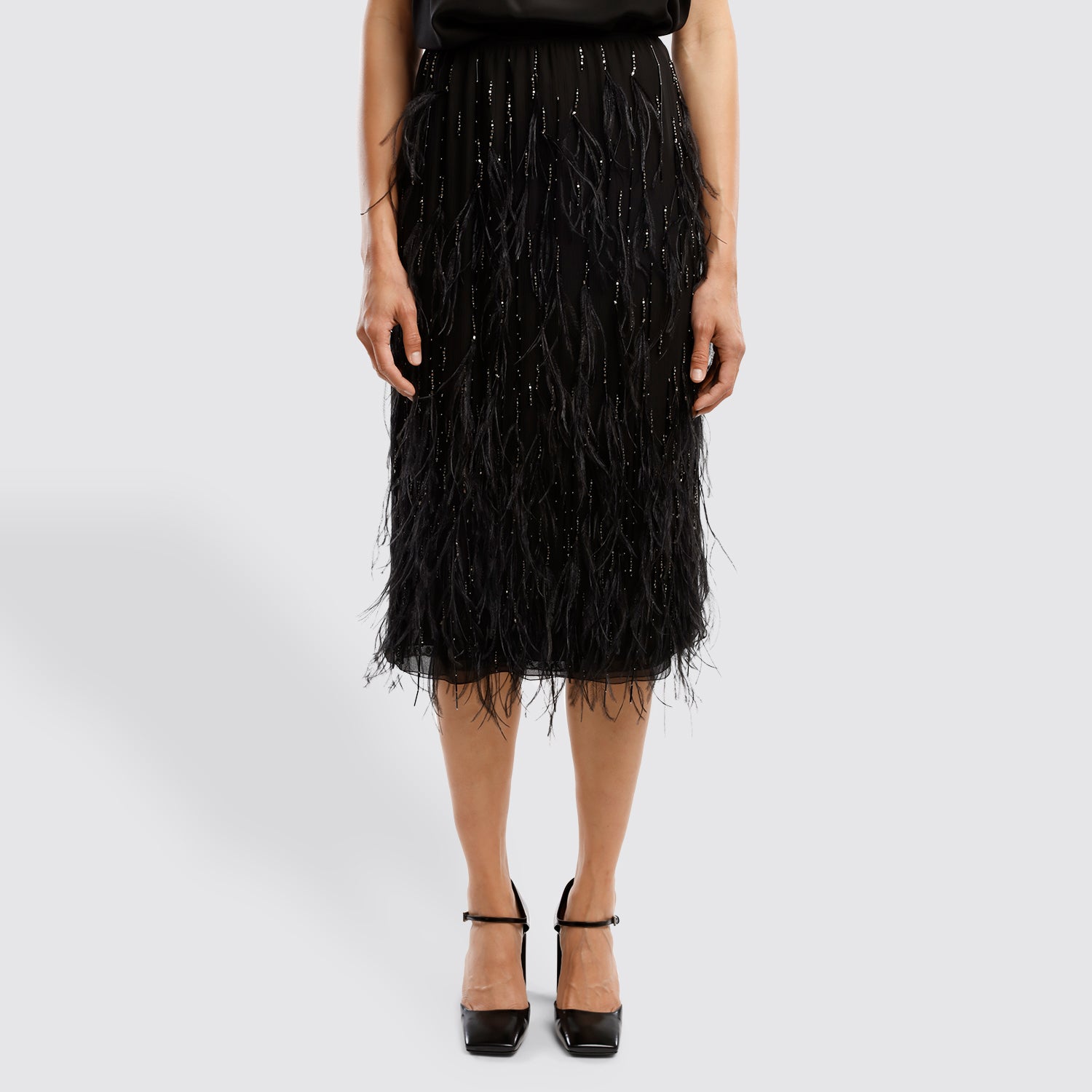Prada - Feather and Chiffon Midi Skirt | View 1