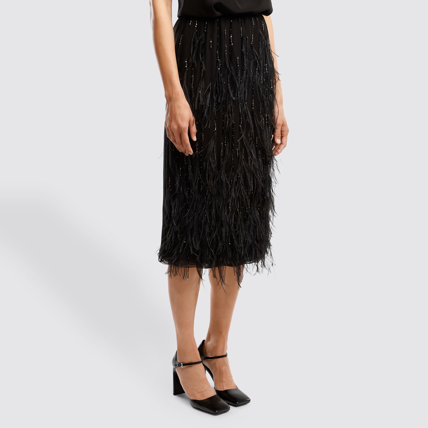 Prada - Feather and Chiffon Midi Skirt | View 2