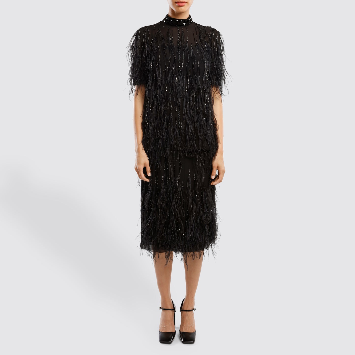 Prada - Feather and Chiffon Midi Skirt | View 4