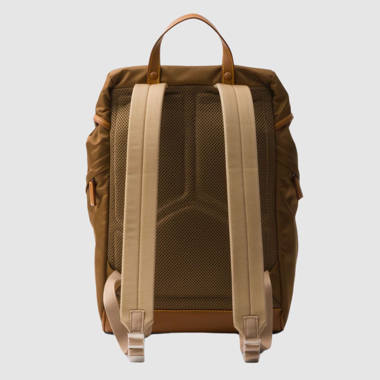 Prada Re-Nylon and Leather Backpack in Cork Beige
