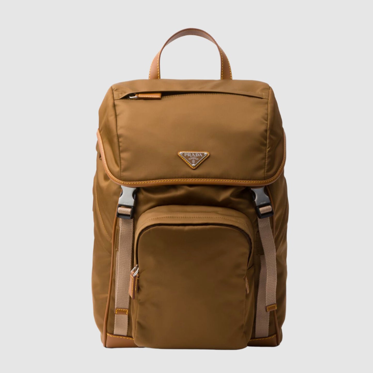 Prada Re-Nylon and Leather Backpack in Cork Beige