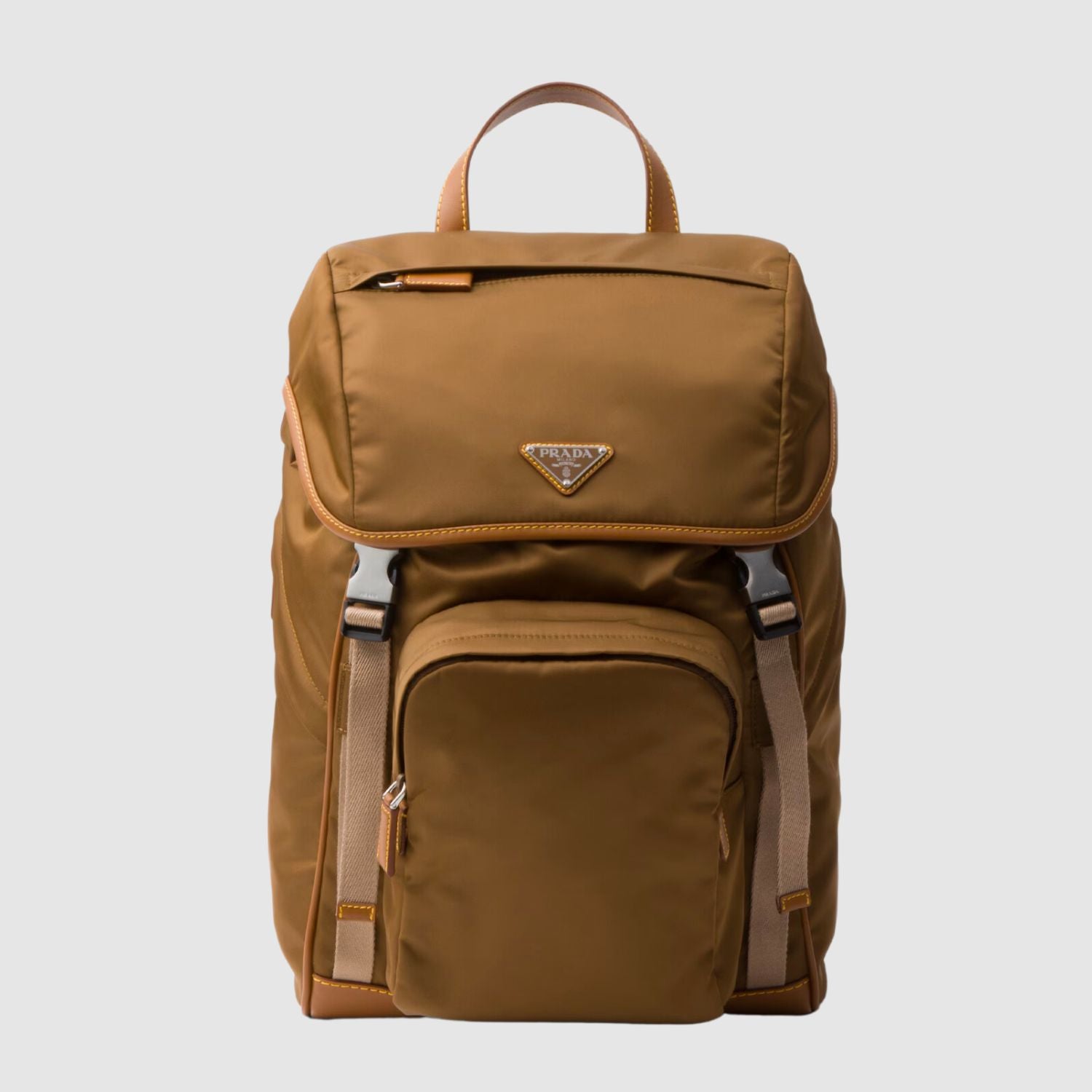 Prada Re-Nylon and Leather Backpack in Cork Beige