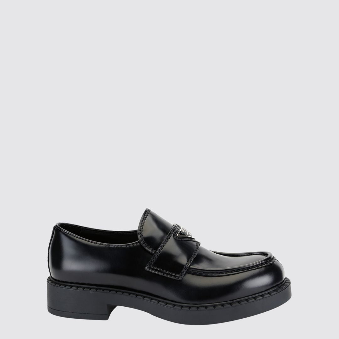 Prada Chocolate Bushed Leather Loafers