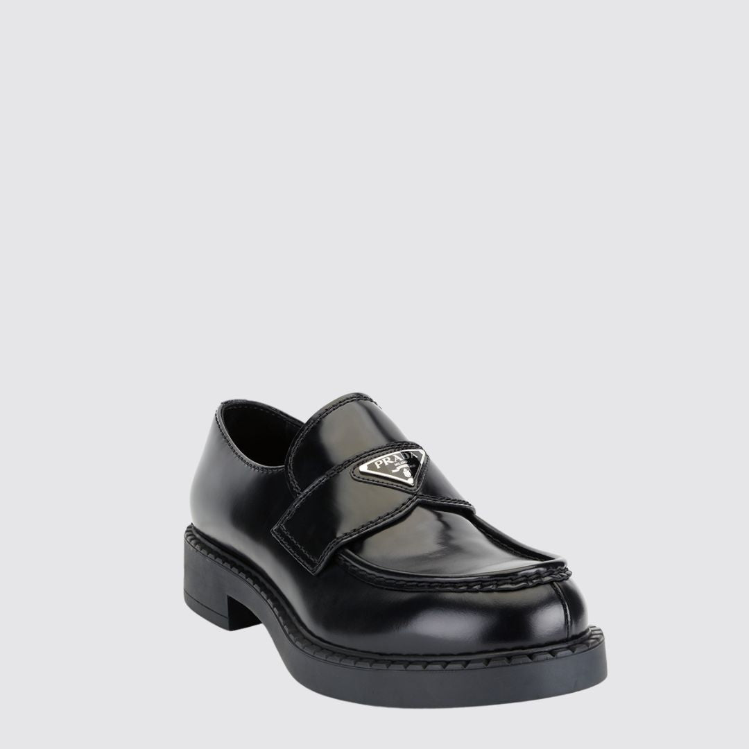 Prada Chocolate Bushed Leather Loafers