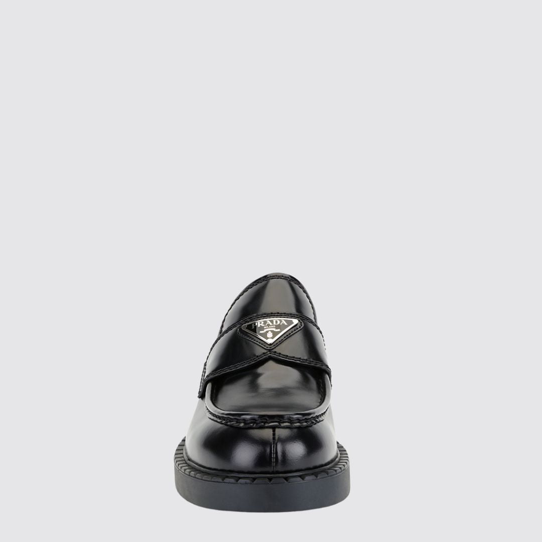 Prada Chocolate Bushed Leather Loafers