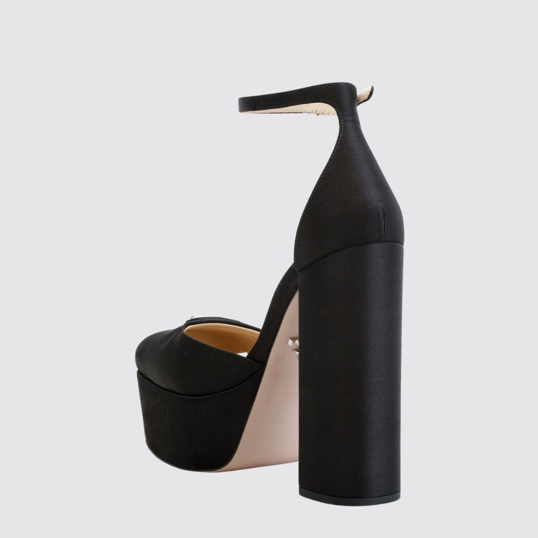Prada Platform Satin Heels in Black