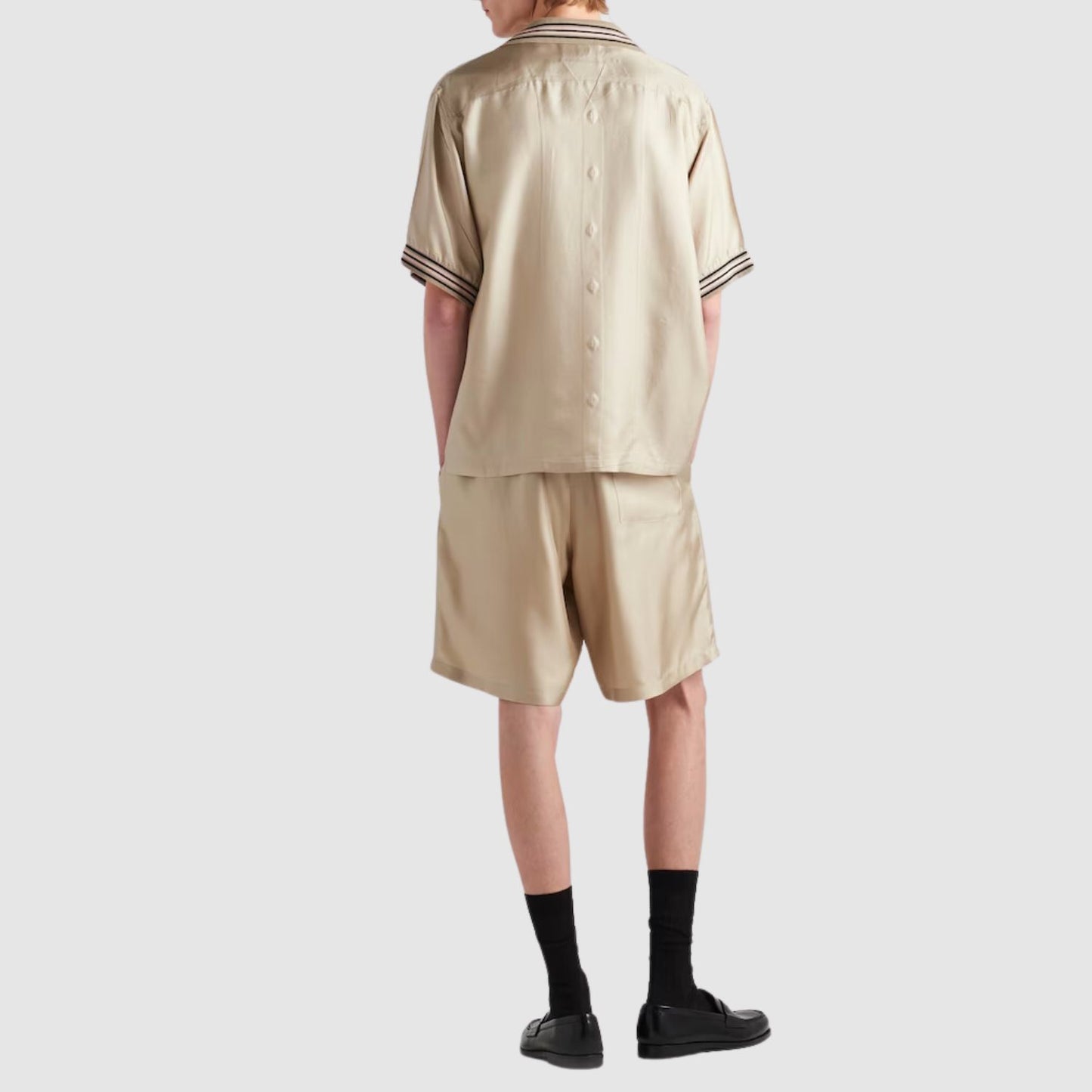 Prada Short-sleeved silk twill shirt