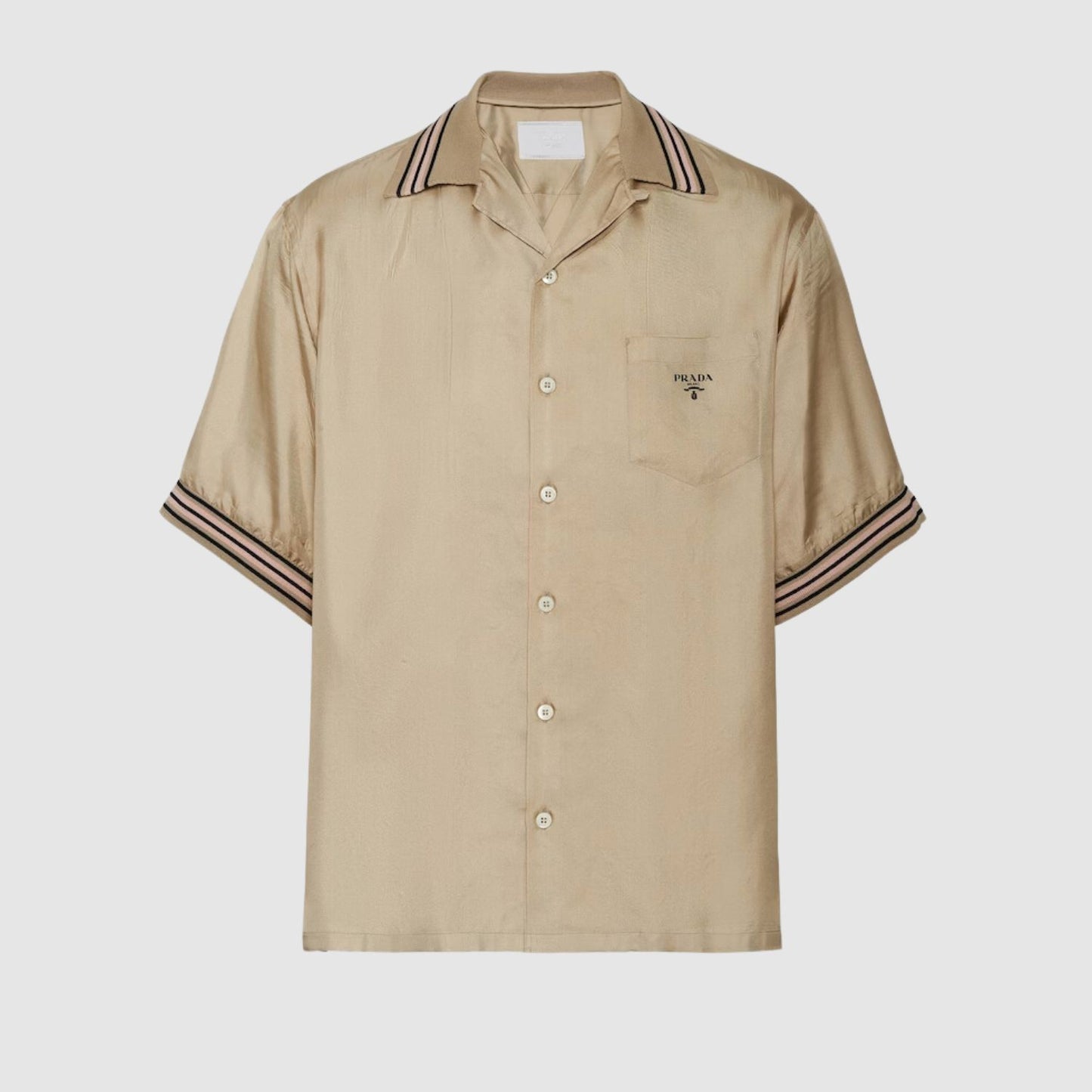 Prada Short-sleeved silk twill shirt