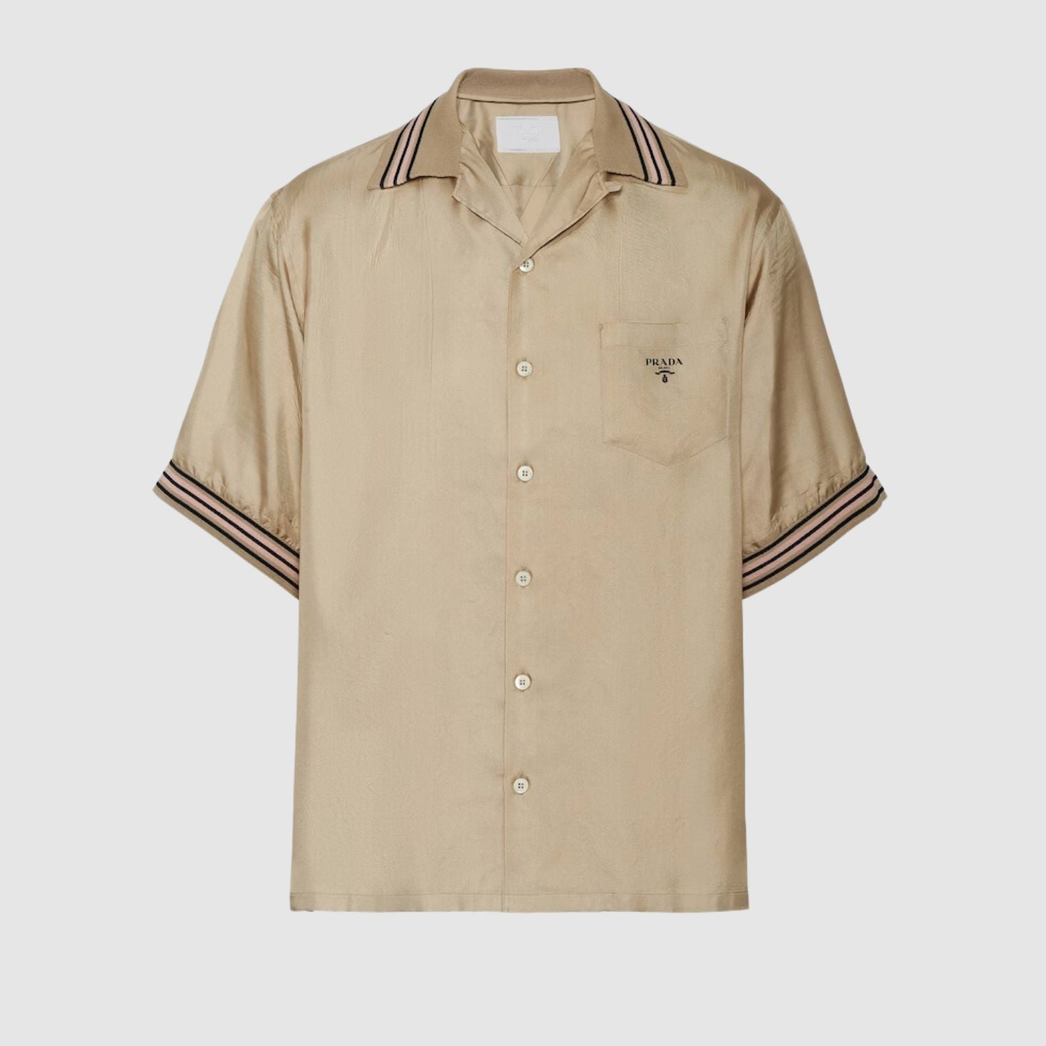 Prada Short-sleeved silk twill shirt