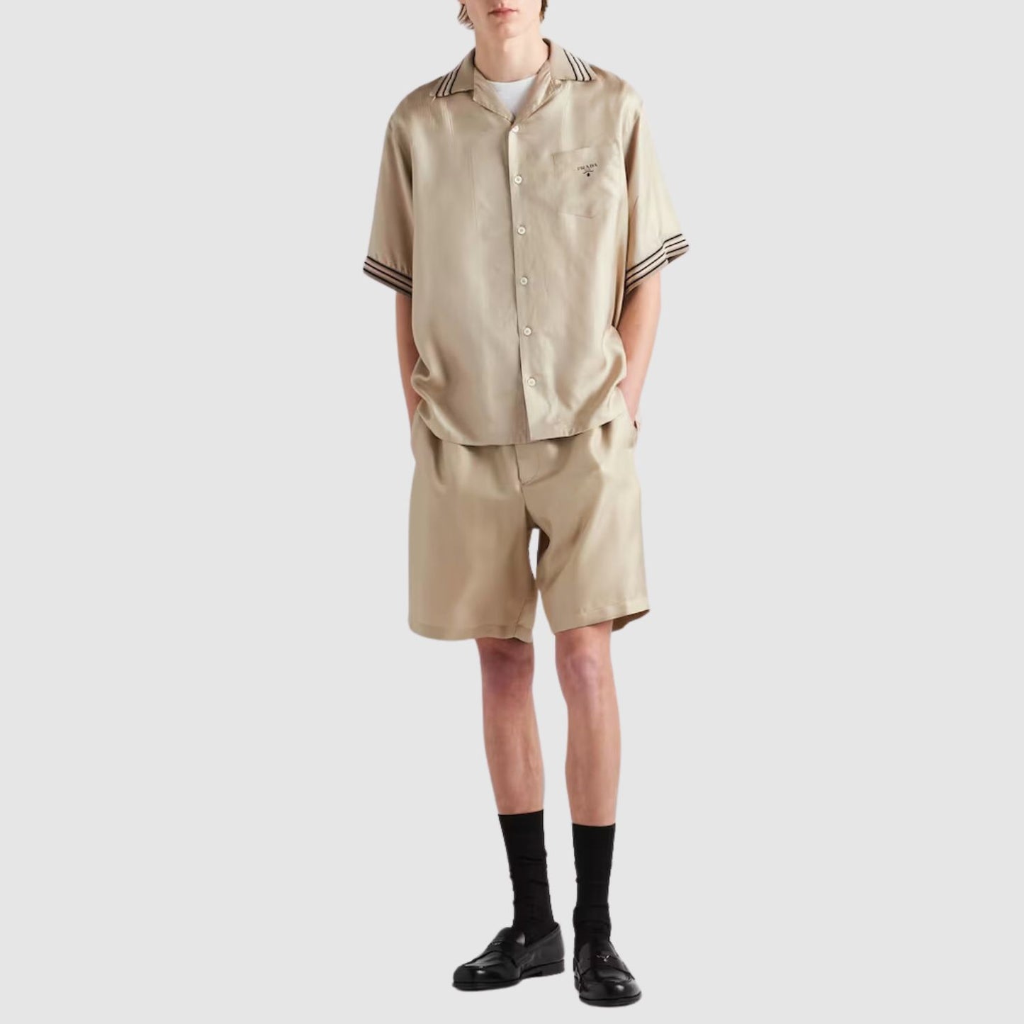 Prada Short-sleeved silk twill shirt