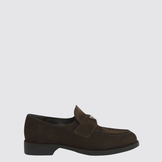 Prada Suede Logo Slip-On Loafers