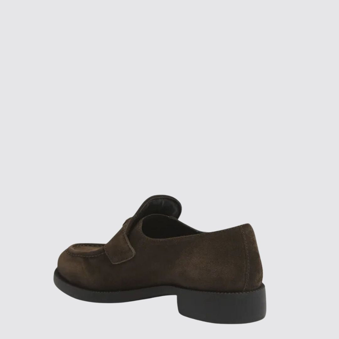 Prada Suede Logo Slip-On Loafers
