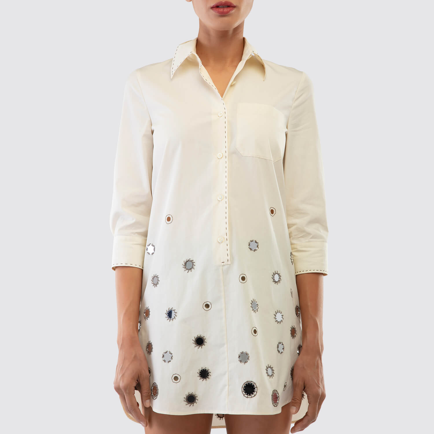 Prada Embroidered poplin mini-dress_PRAW241004