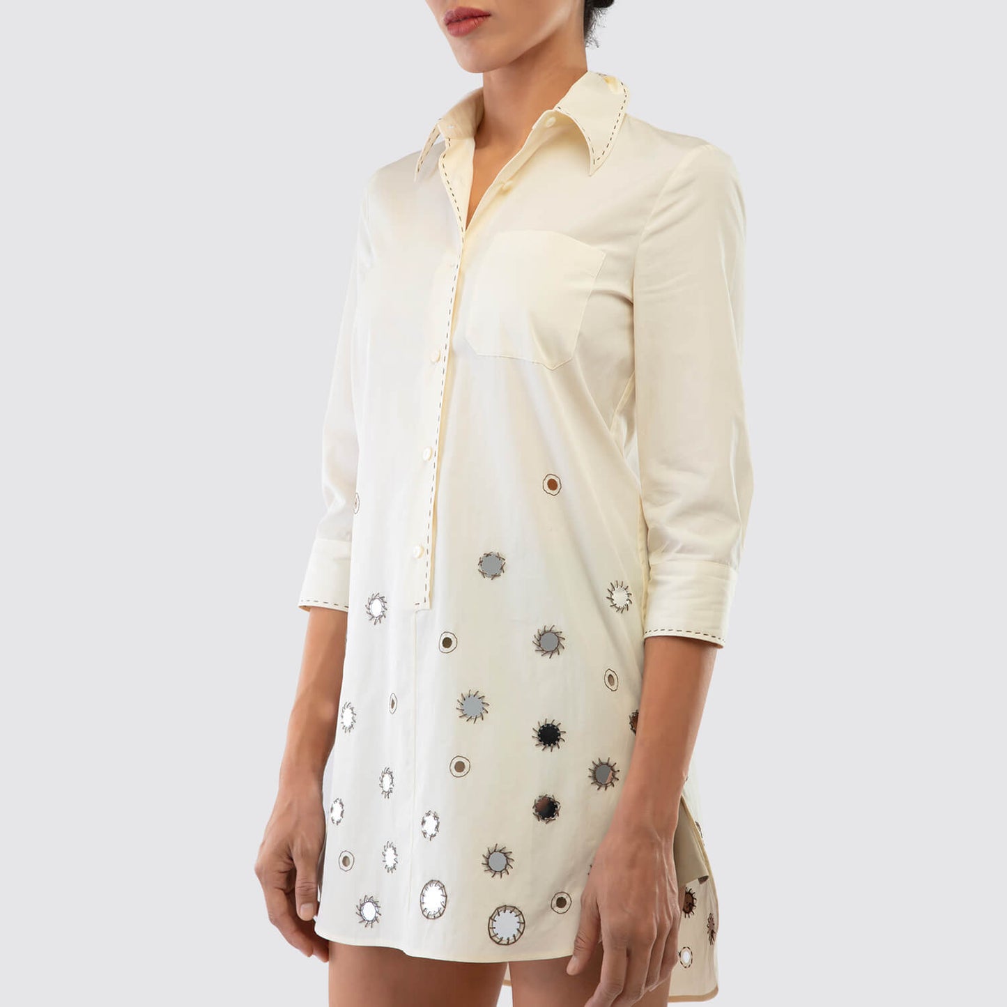 Prada Embroidered poplin mini-dress_PRAW241004
