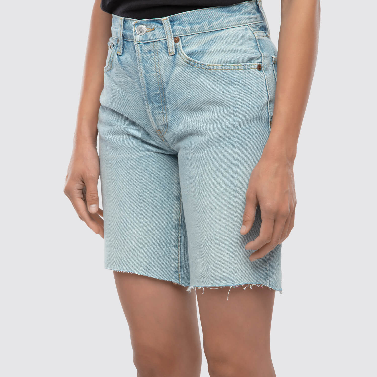 Re/Done | Blue Denim Comfy Short View 3