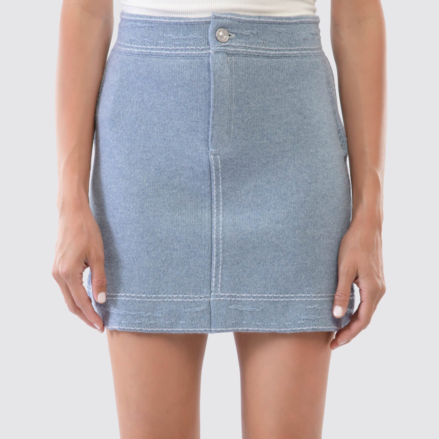 Barrie Denim Cashmere Skirt in Blue View 1