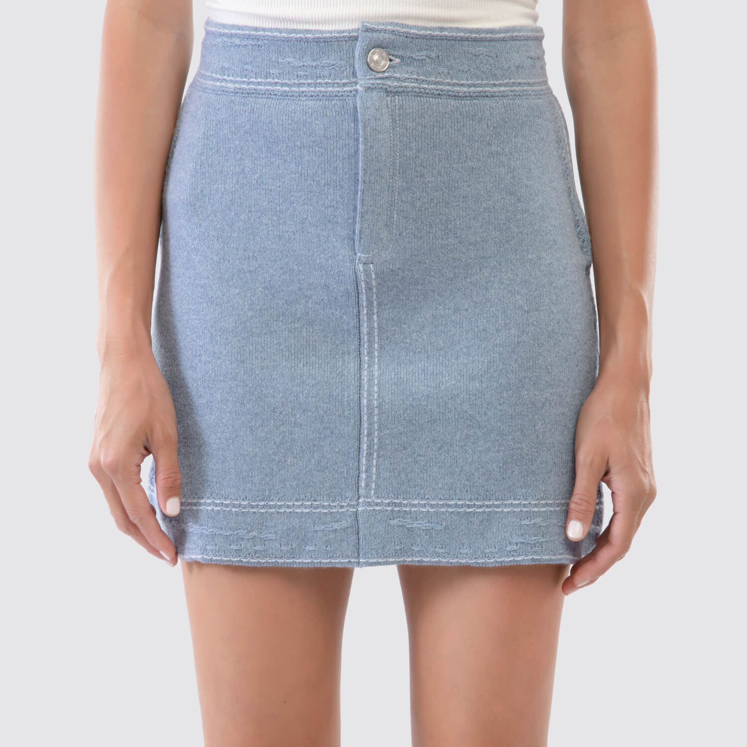 Barrie Denim Cashmere Skirt in Blue View 1