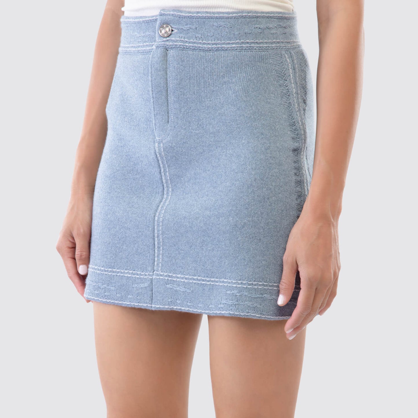 Barrie Denim Cashmere Skirt in Blue View 2