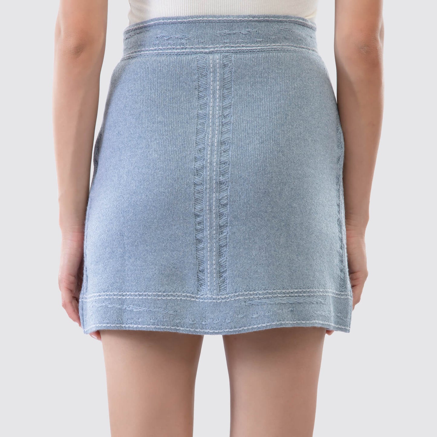 Barrie Denim Cashmere Skirt in Blue View 3