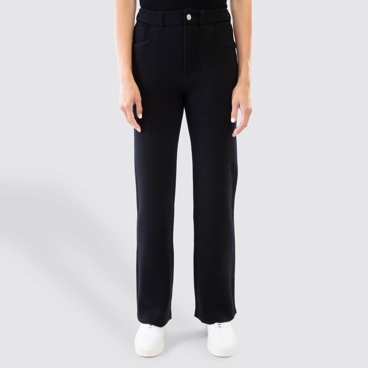 Barrie Denim Fringed Cashmere Trousers VIEW 1