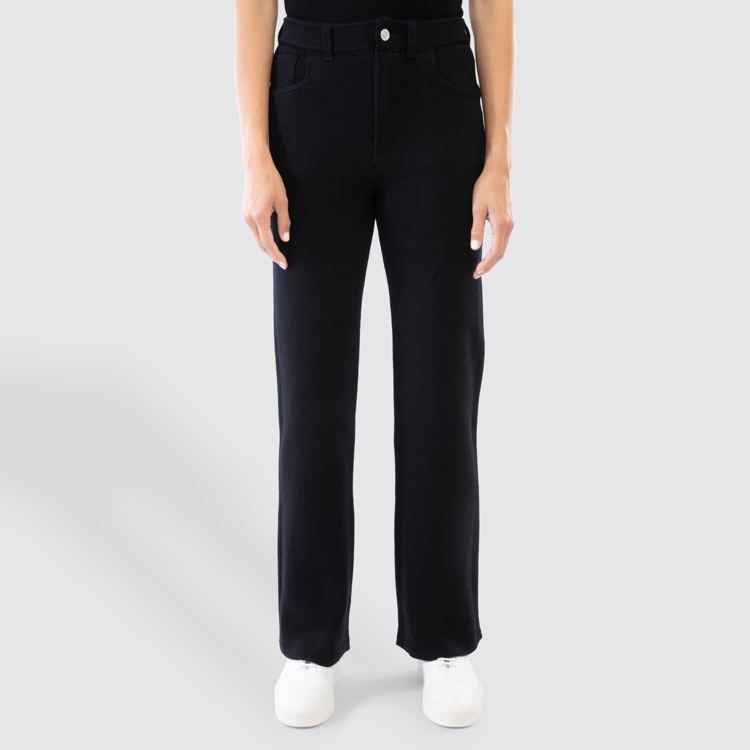 Barrie Denim Fringed Cashmere Trousers VIEW 1