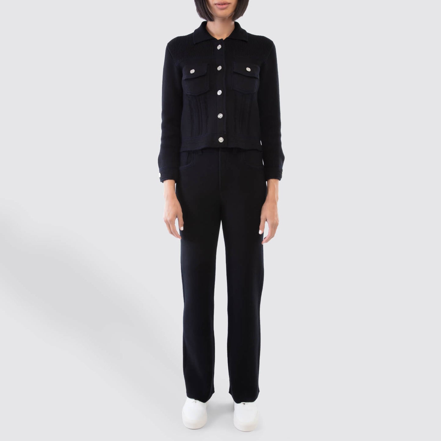 Barrie Denim Fringed Cashmere Trousers VIEW 4