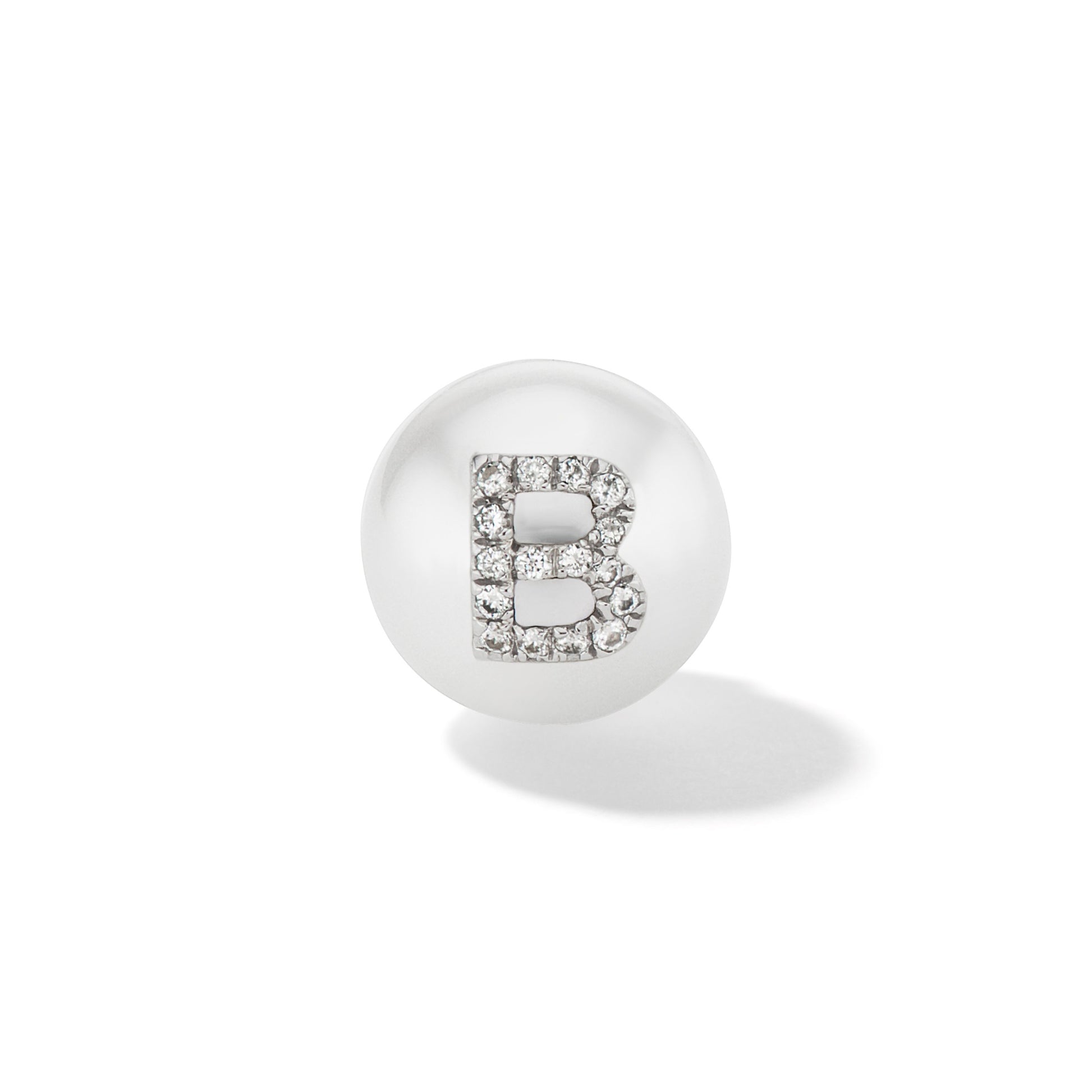 Wilfredo Rosado Letter B Pearl Stud Earring Front View