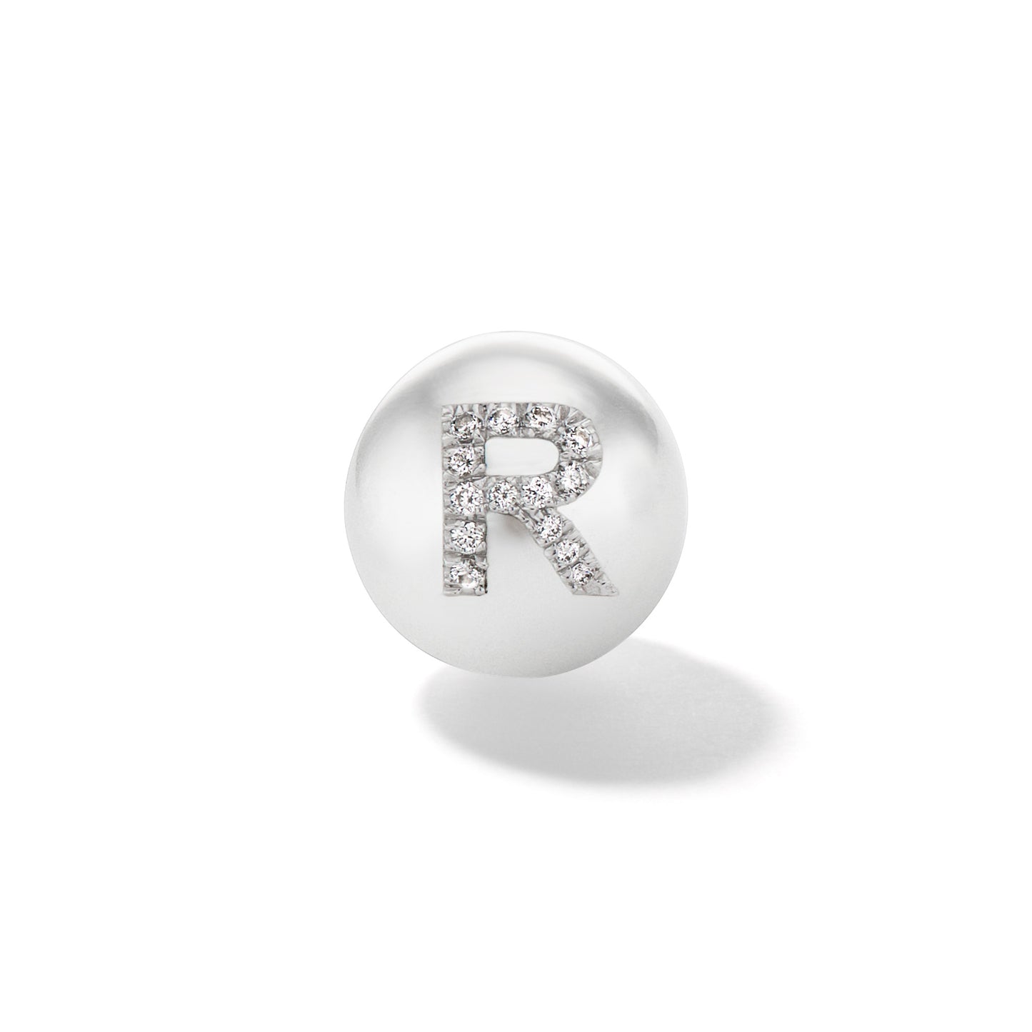 Wilfredo Rosado Letter R Pearl Stud Earring