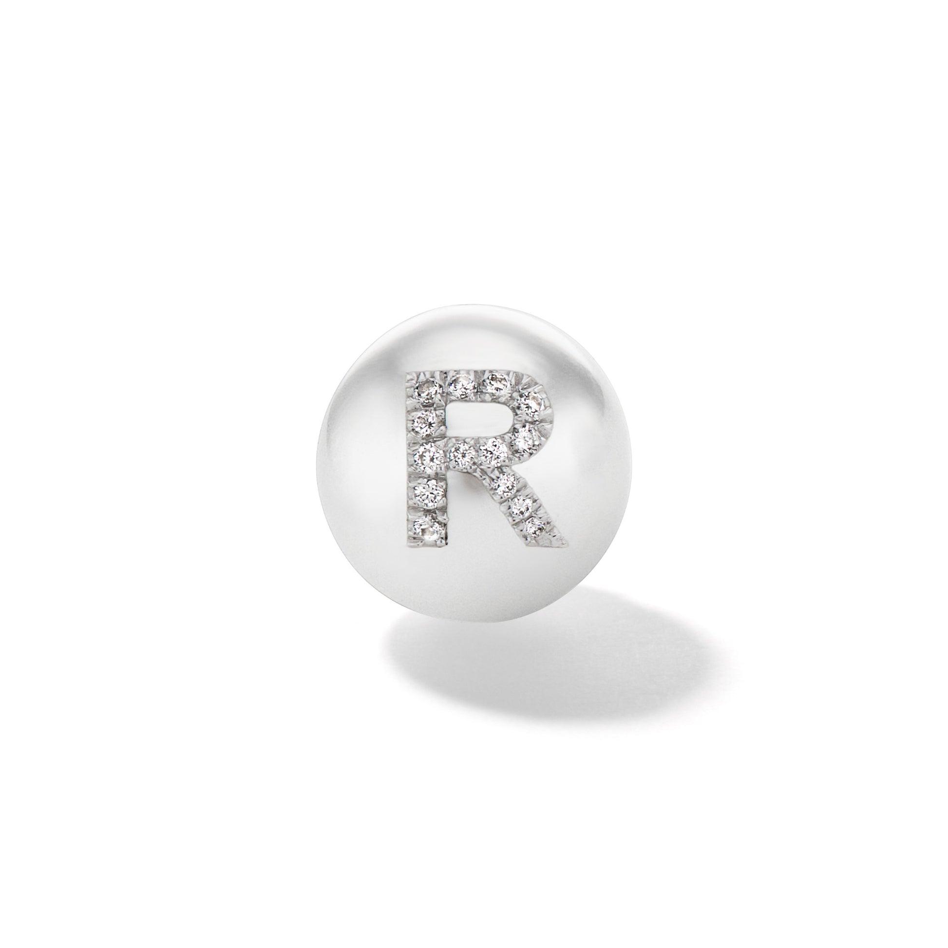 Wilfredo Rosado Letter R Pearl Stud Earring