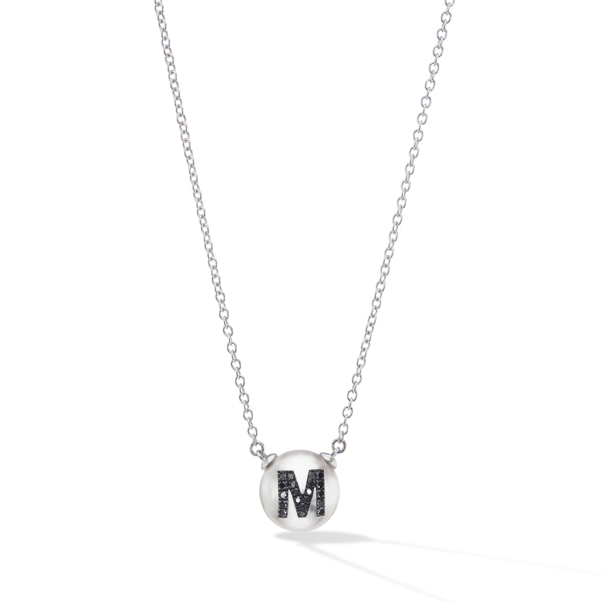 Wilfredo Rosado Letter M Pearl Charm Necklace