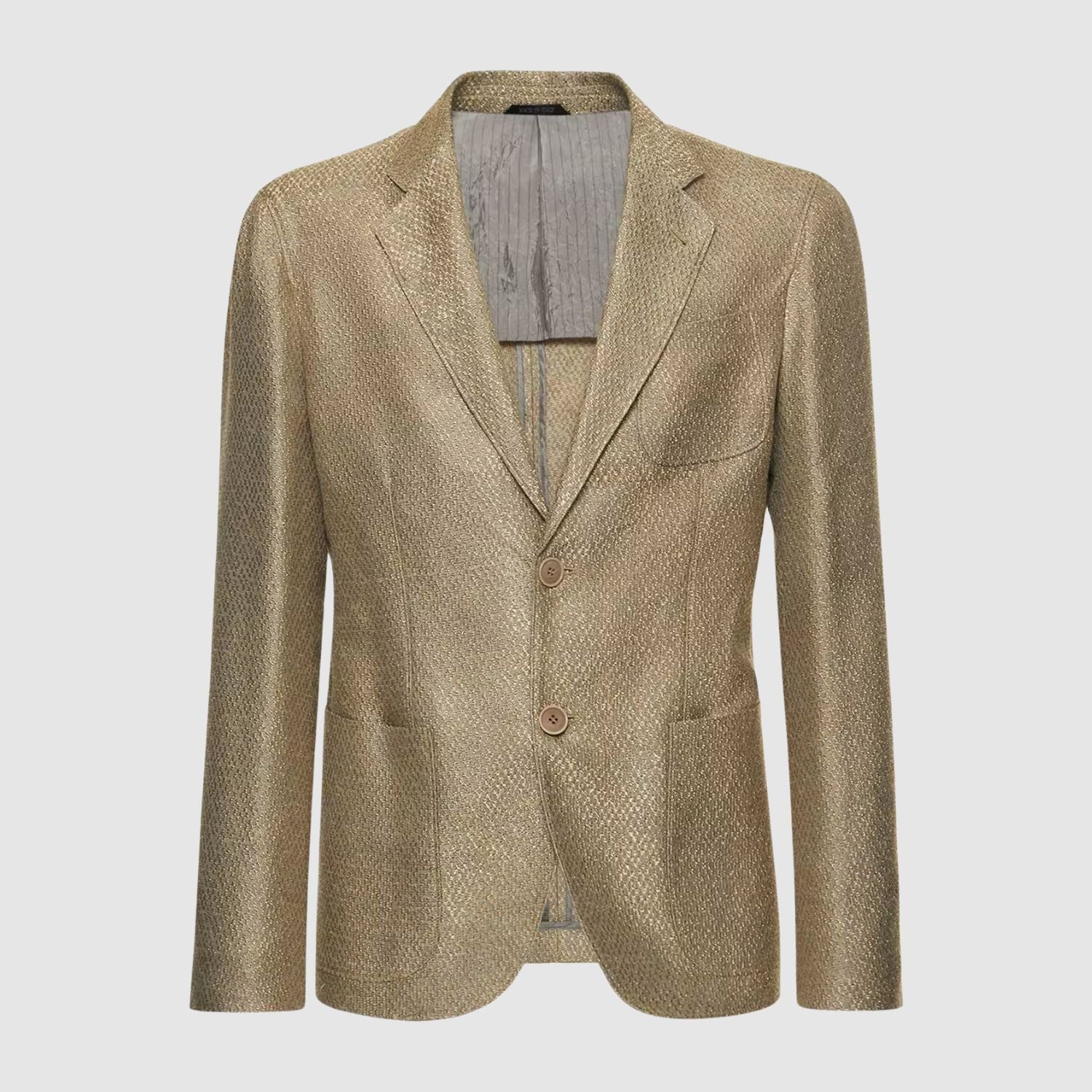 Giorgio Armani Printed Satin Jacket in Gold View 2