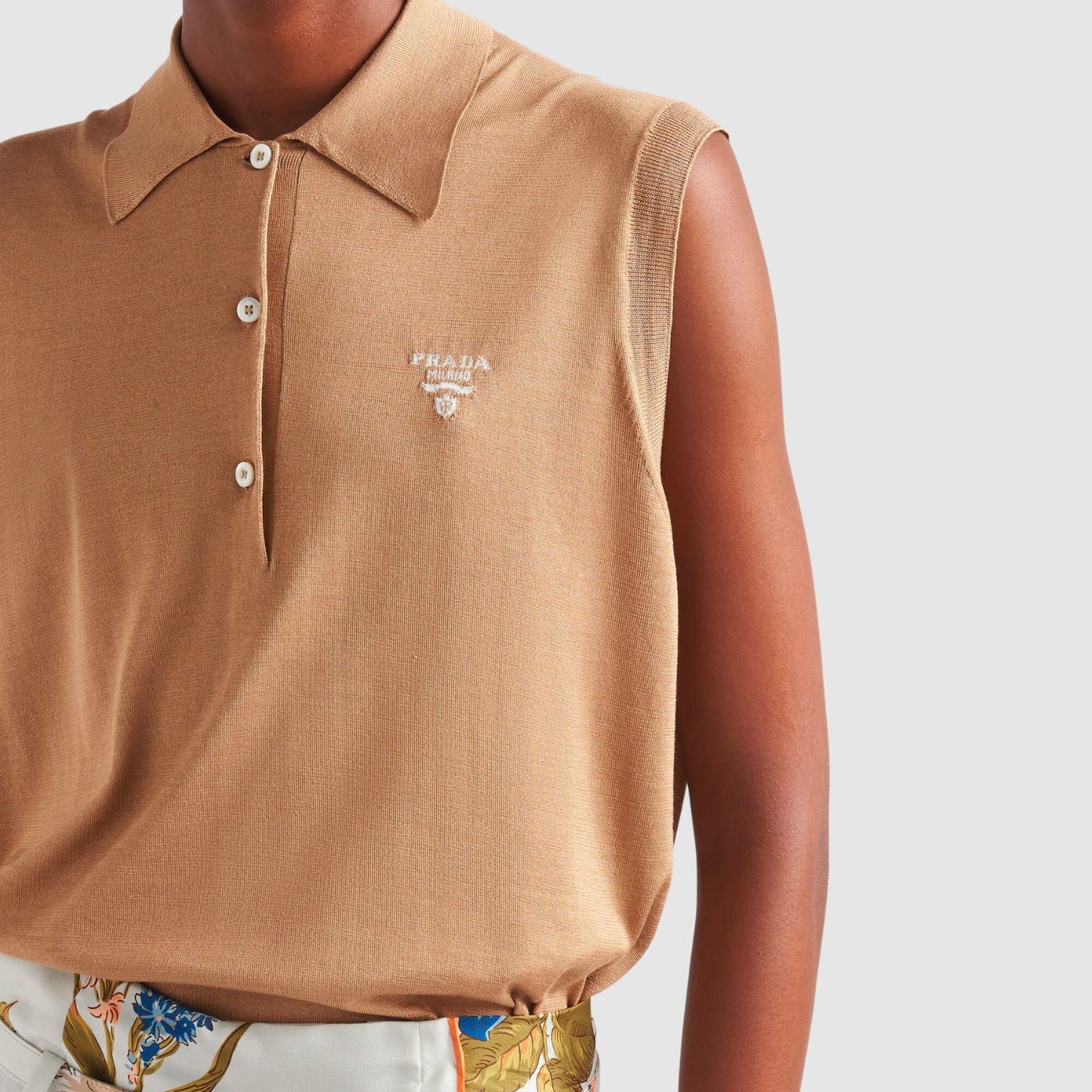 Prada Sleeveless Silk Polo Shirt