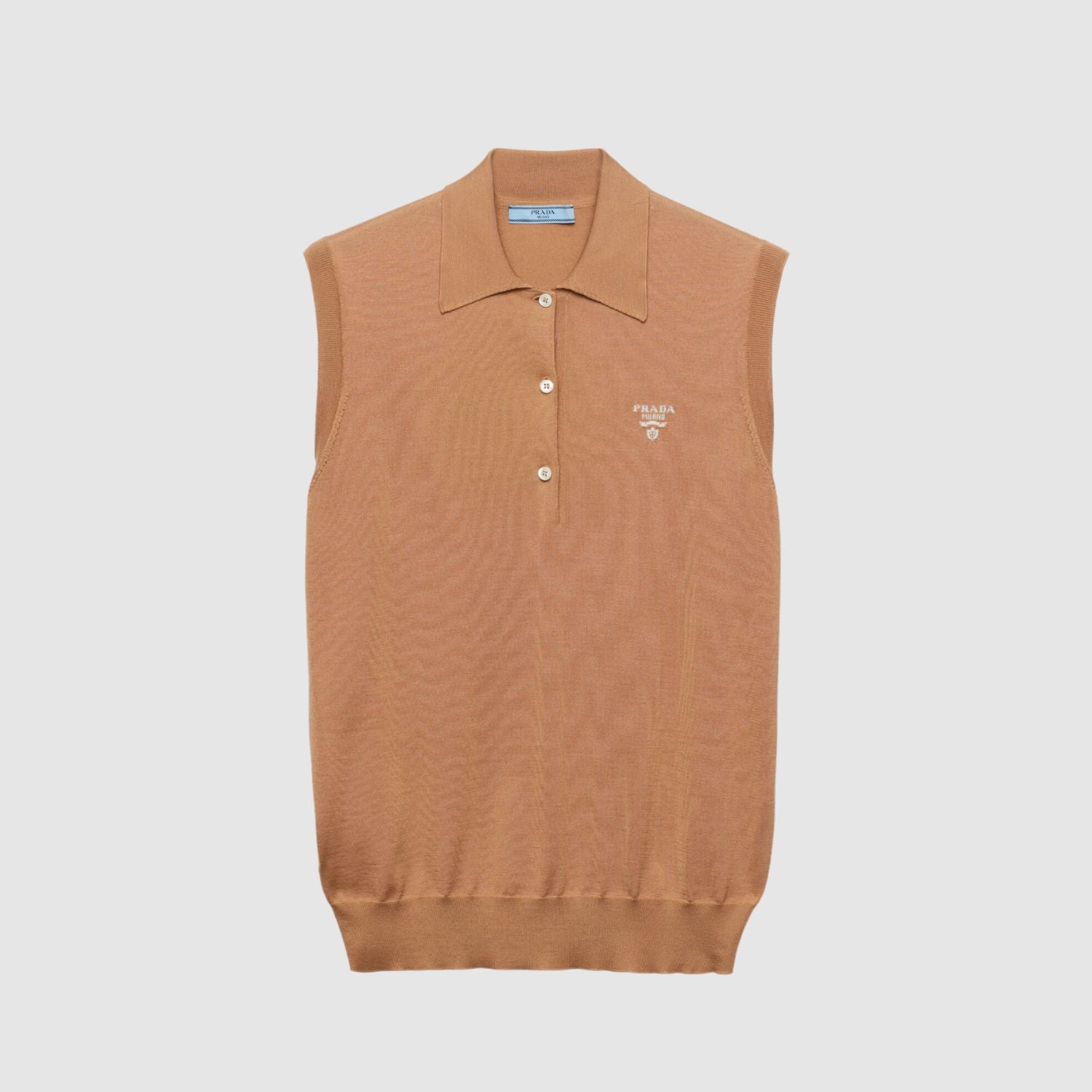 Prada Sleeveless Silk Polo Shirt