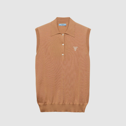 Prada Sleeveless Silk Polo Shirt