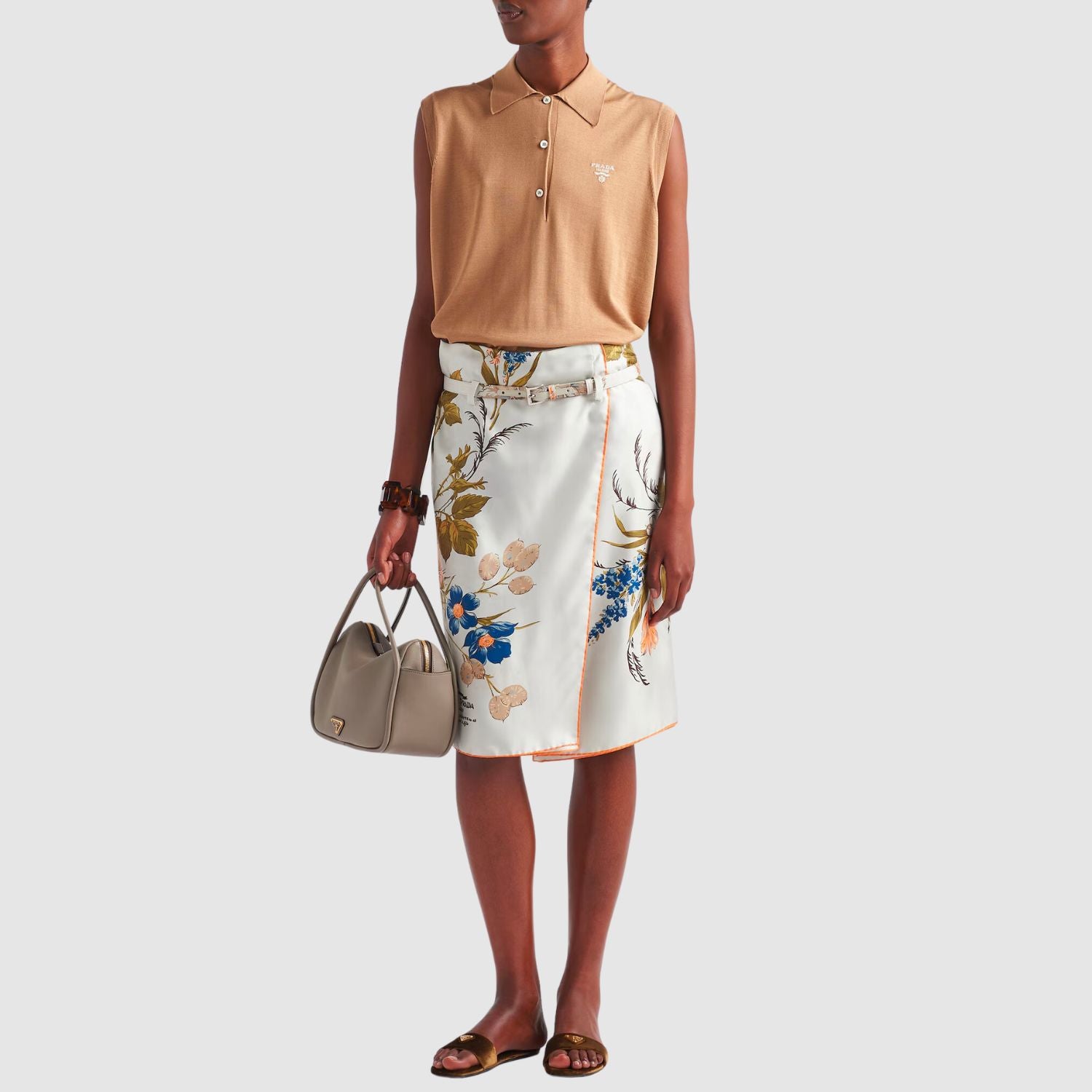 Prada Sleeveless Silk Polo Shirt