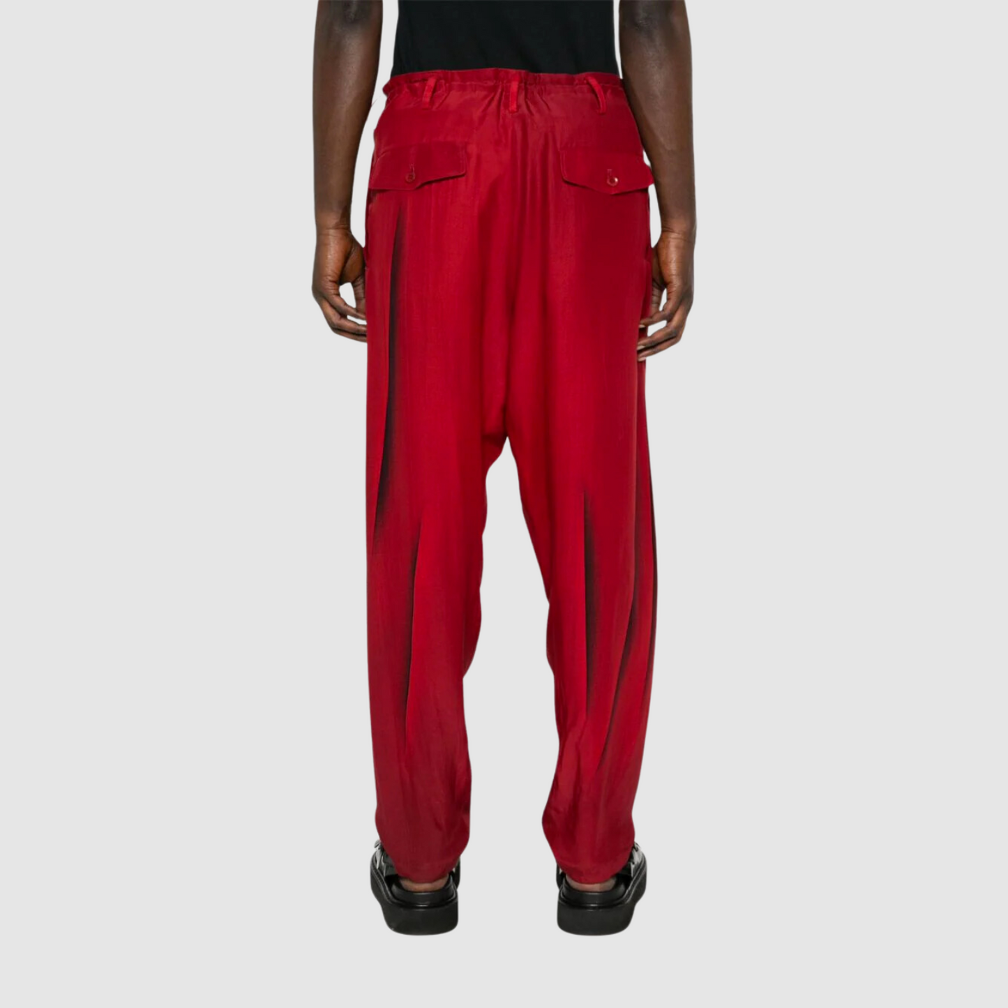 Yohji Yamamoto Abstract-Print Silk Trousers
