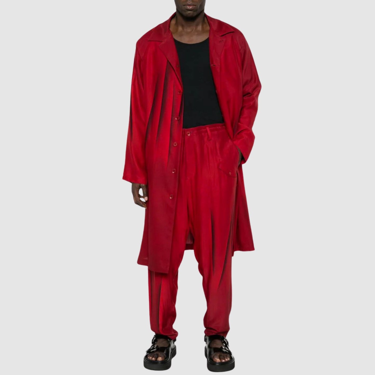 Yohji Yamamoto Abstract-Print Silk Trousers
